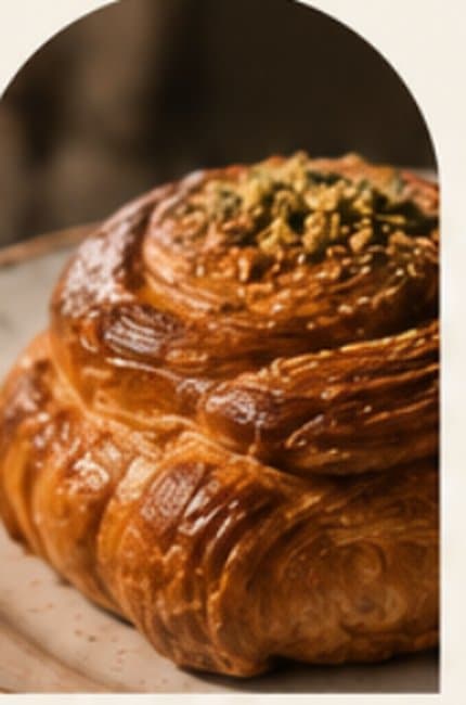 Golden pistachio swirl pastry